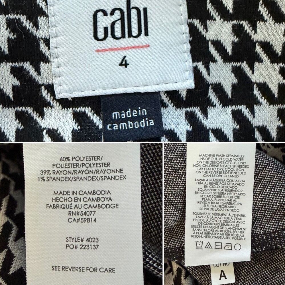 Cabi Houndstooth A-line Midi Skirt Black, White Size 4 - Picture 10 of 12